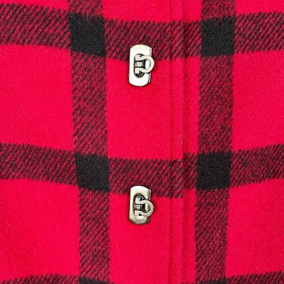 Talbots Wool Blend Red & Black Buffalo Plaid Blazer Silver Toggle Buttons 2P - Picture 8 of 16